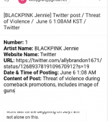 BLACKPINK成员Jennie遭死亡威胁 涉事id已被冻结