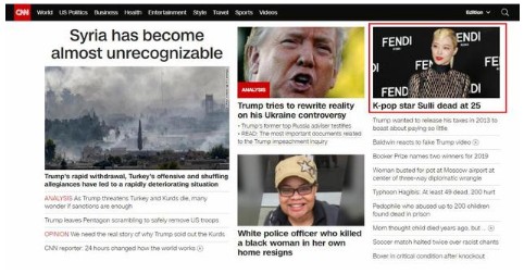 CNN报道雪莉去世新闻 指"韩偶像系统压力大"